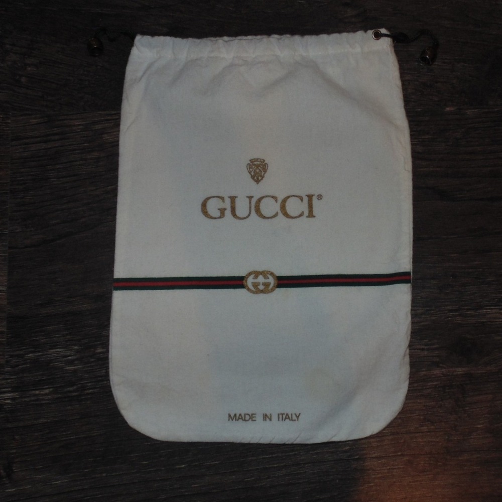 Gucci Dust Bag White Good Drawstring Web Stripe Logo Made in Italy